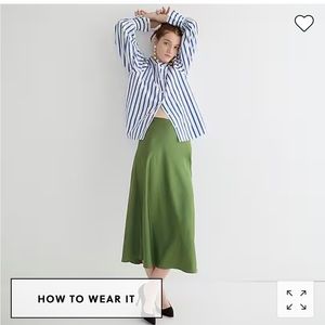 J. Crew Gwyneth Slip Skirt in Olive Green Size Medium